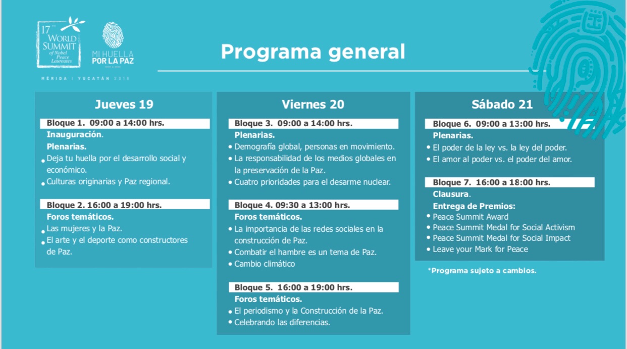 Mérida reunirá a 27 ganadores del premio Nobel y habrá amplio programa cultural en próxima Cumbre