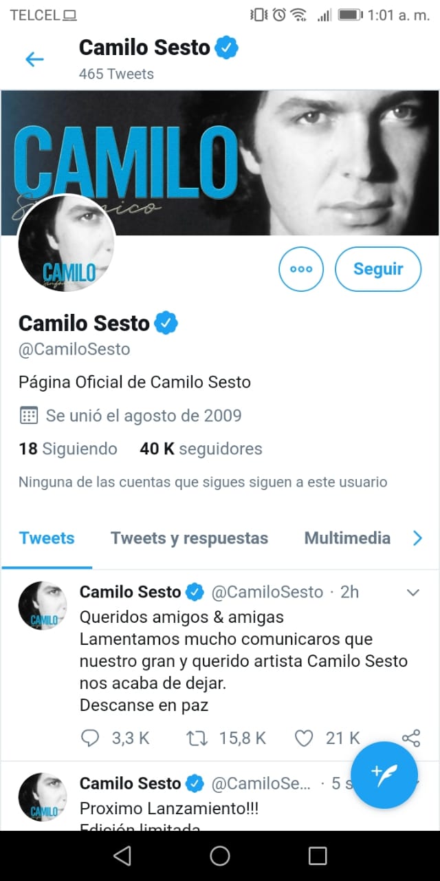 Fallece de manera repentina el cantante Camilo Sesto